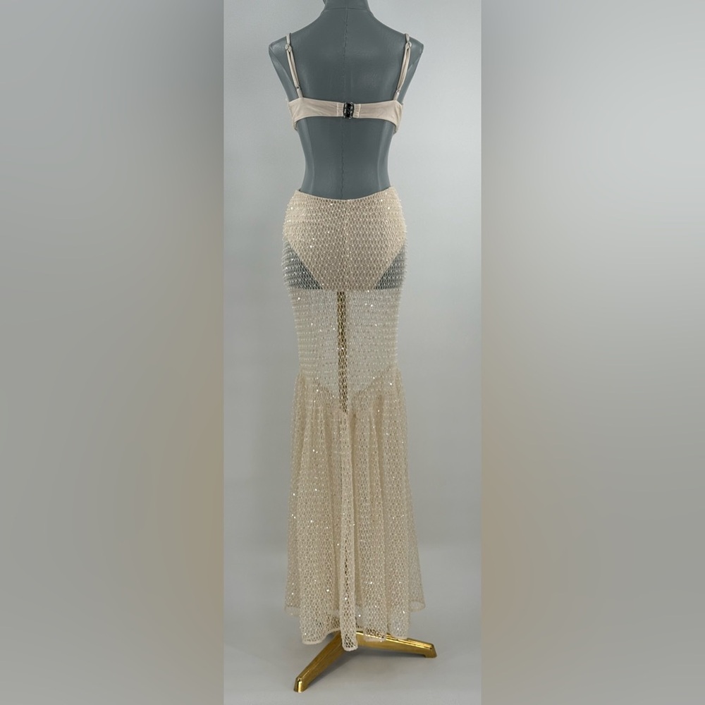 🆕 PATBO 🧿 NWOT Crochet Bloom Cut Out Beach Dress, Off White - Sz US 8 BR 40 - Picture 9 of 17